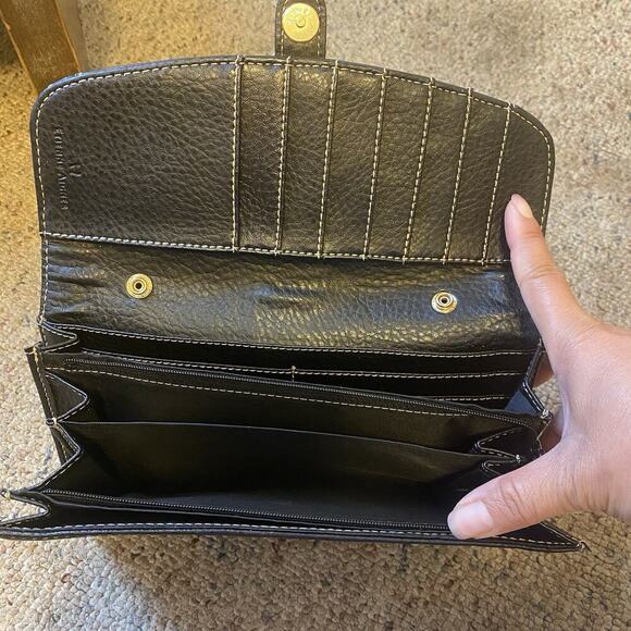 Vintage Etienne Aigner Leather Trim Clutch Wallet Wristlet Purse Signature Logo - Picture 4 of 10